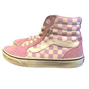 Vans Womens High-Tops Lilac Purple Checkered Skate Shoes Lace-Up Size 8